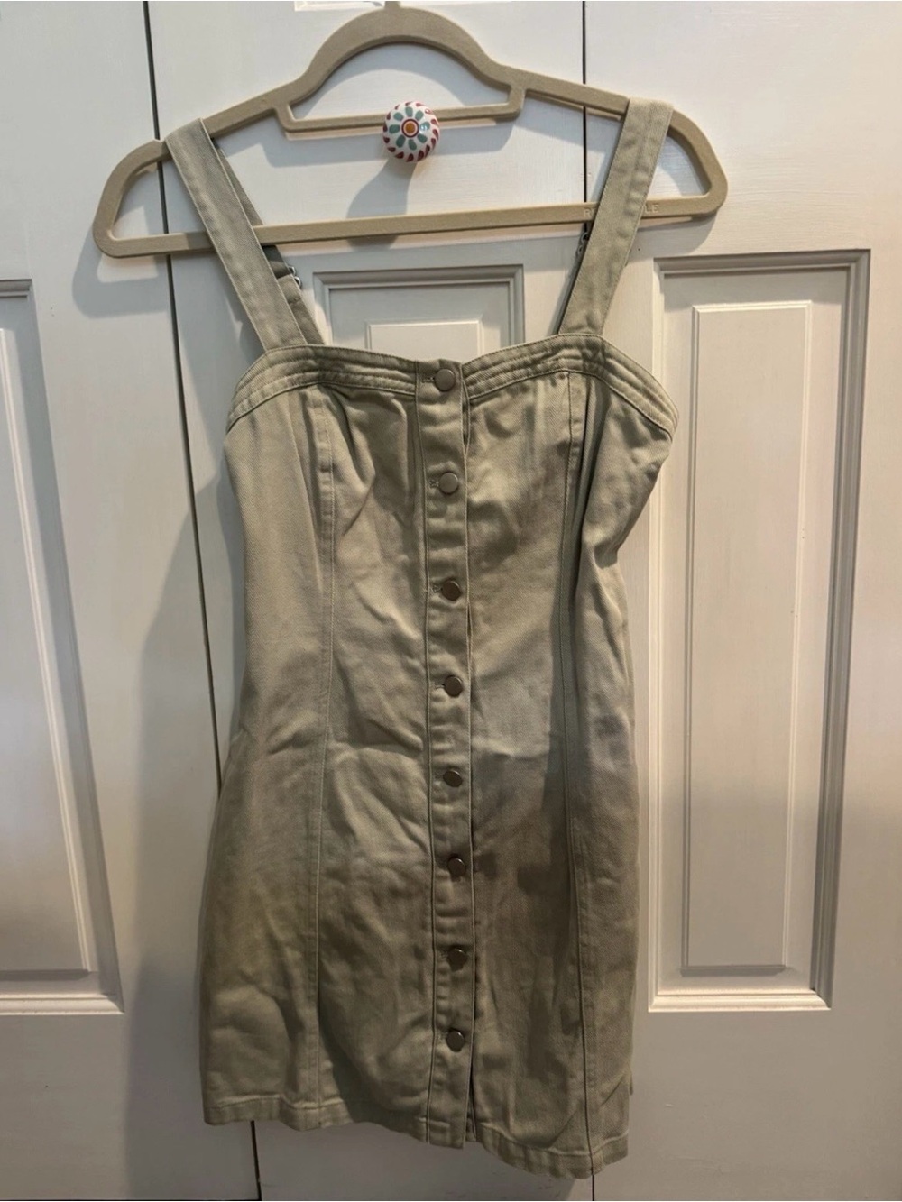 Button-Front Denim Dress light green/sage altard state women’s size small